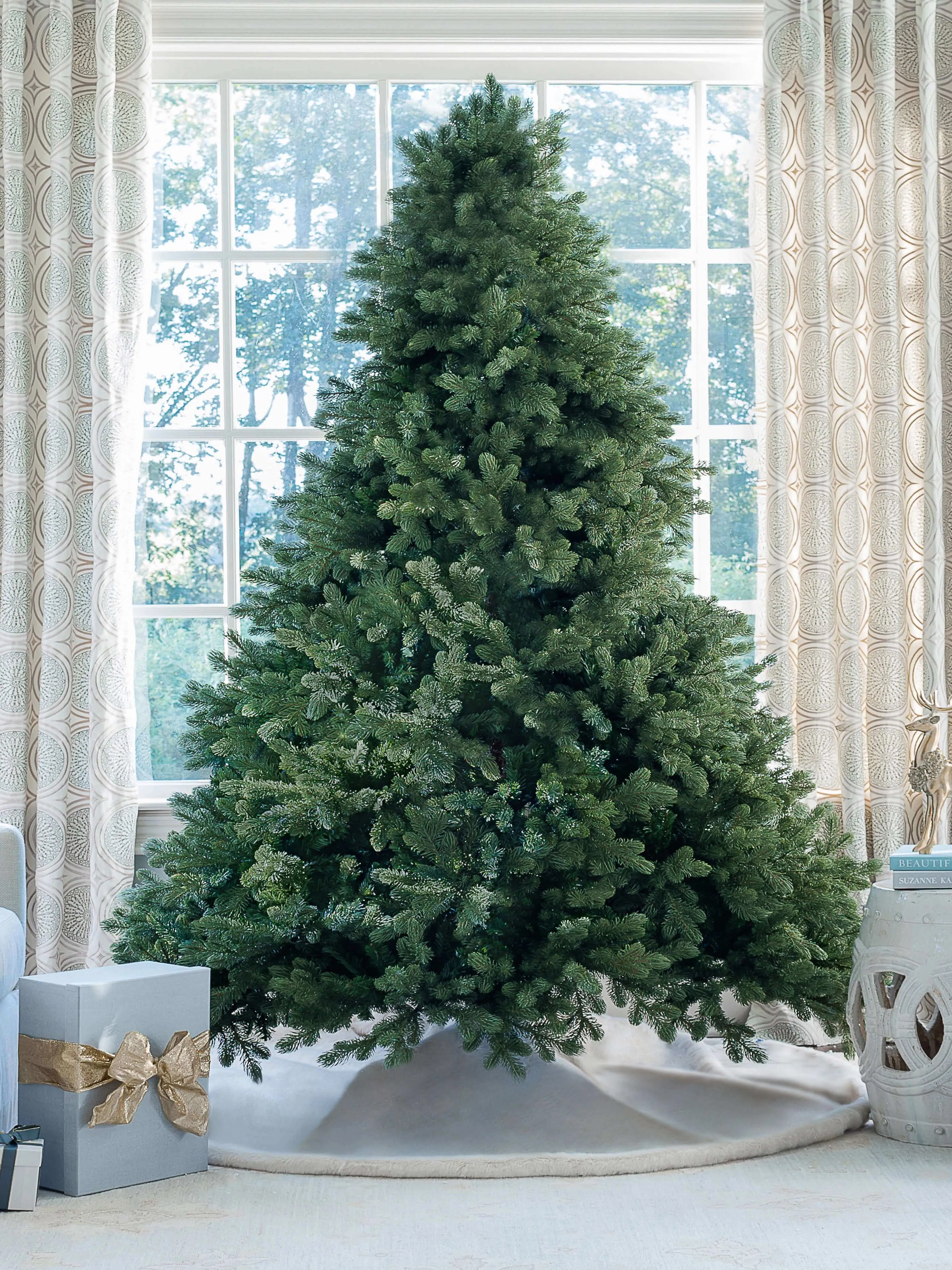 10' Cypress Spruce Artificial Christmas Tree with 2300 Warm White & Multi-Color LED Lights