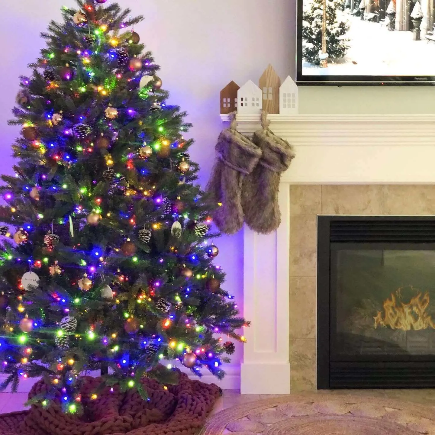 10' King Fraser Fir Artificial Christmas Tree with 1600 Warm White & Multi-Color LED Lights