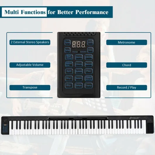 2 in 1 Attachable Digital Piano Keyboard 88/44 Touch sensitive Key w/ MIDI-Black