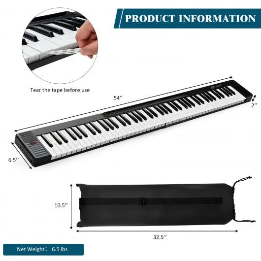 2 in 1 Attachable Digital Piano Keyboard 88/44 Touch sensitive Key w/ MIDI-Black