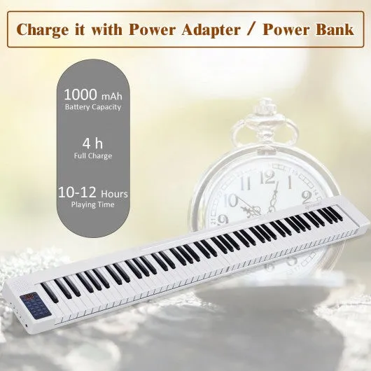 2 in 1 Attachable Digital Piano Keyboard 88/44 Touch sensitive Key w/ MIDI-White