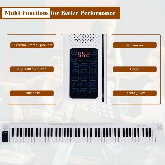 2 in 1 Attachable Digital Piano Keyboard 88/44 Touch sensitive Key w/ MIDI-White