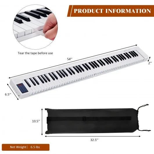 2 in 1 Attachable Digital Piano Keyboard 88/44 Touch sensitive Key w/ MIDI-White