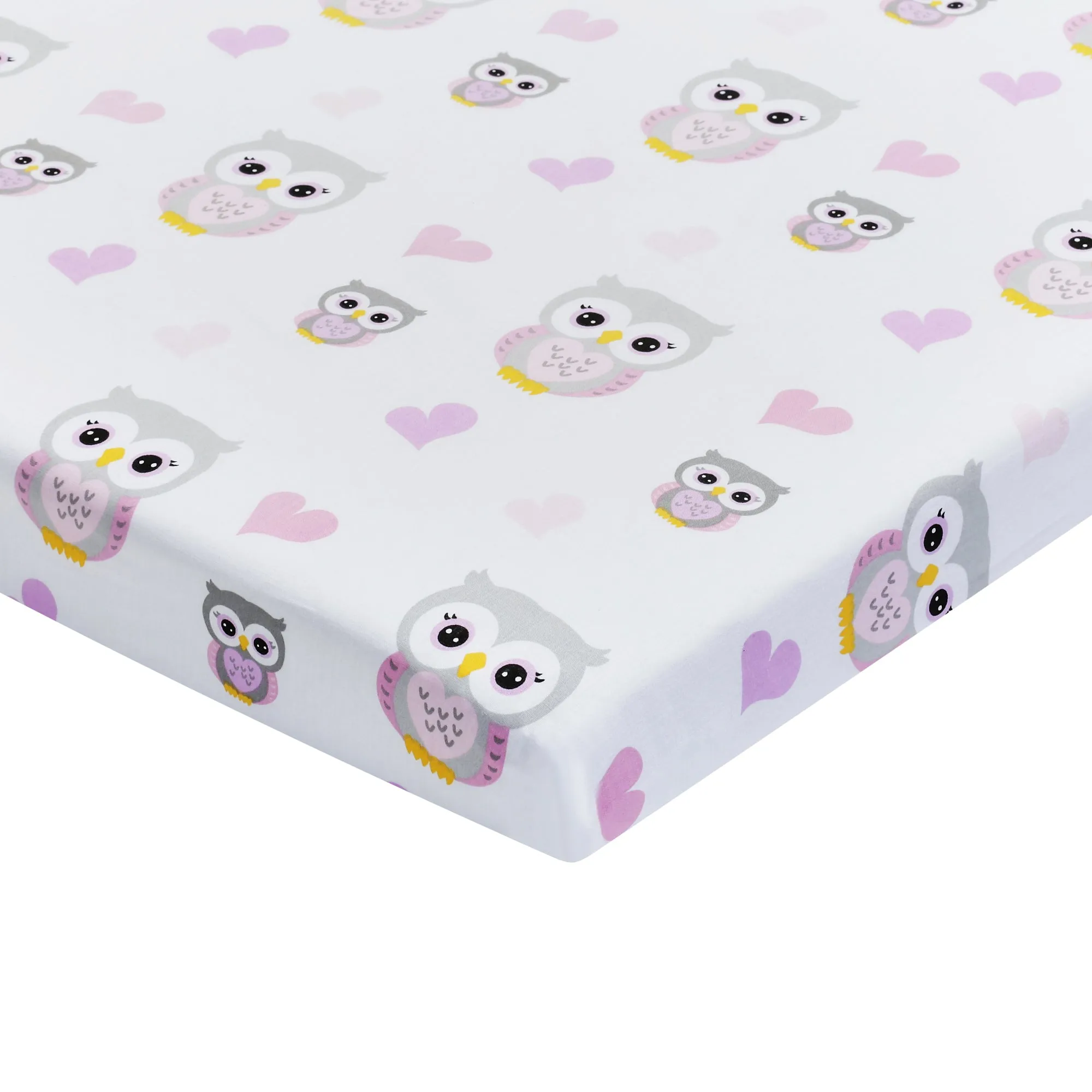 2 Pack Baby Cradle Sheets - Owls/Pink