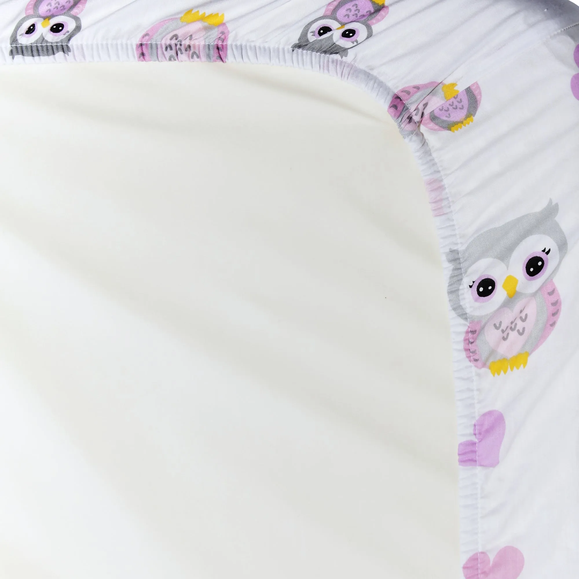 2 Pack Baby Cradle Sheets - Owls/Pink