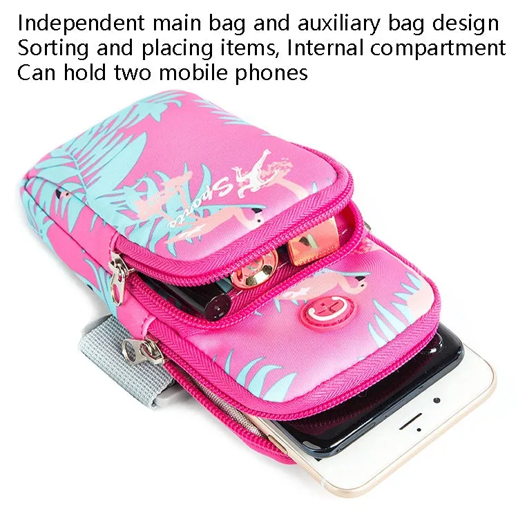 2 PCS B082 Sports Outdoor Arm Bag Mobile Phone Arm Band Running Fitness Mobile Phone Bag, Specification： Small (Rose Red)