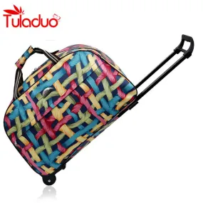 2017 New Quality Rolling Luggage Trolley Bag Women Travel Bags Metal Hand Trolley Female&male Bag Large Package Travel Suitcase