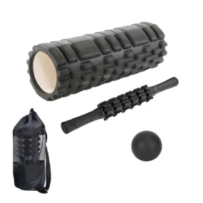 33cm 4pcs/set EVA Hollow Foam Roller Muscle Relaxation Roller Yoga Column Set Fitness Equipment(Black)