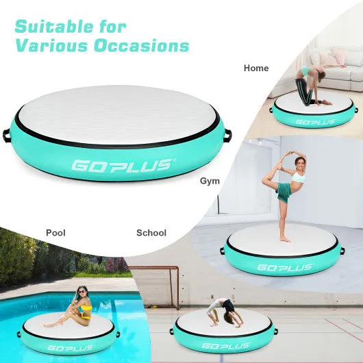 40 Inch Inflatable Round Gymnastic Mat with Electric Pump-Green