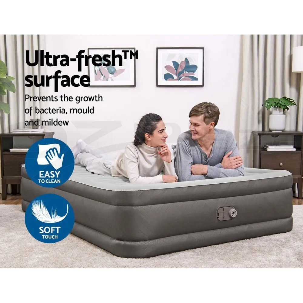 46 CM Thickness Air Bed Inflatable Mattress with Built in Pump - Queen Size