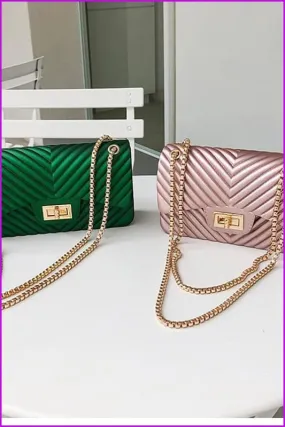 5 Colors Elegant Chain PU Leather Shoulder Bag/Handbag F688