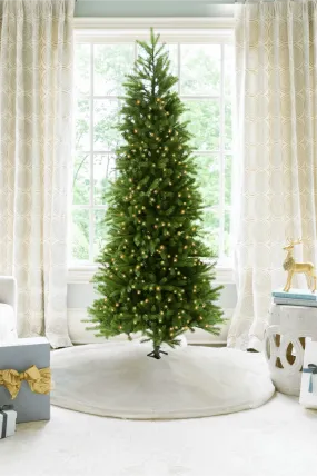 7.5' King Fraser Fir Slim Artificial Christmas Tree with 750 Dual Color Warm White & Multi-Color LED Lights