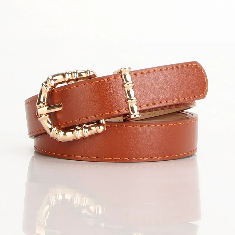 Alloy Pin Buckle Casual All-Match Pu Thin Belt Clothing Matching Belt Jeans Strap