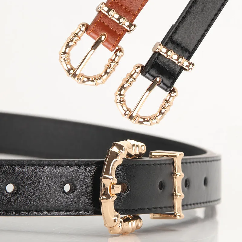 Alloy Pin Buckle Casual All-Match Pu Thin Belt Clothing Matching Belt Jeans Strap