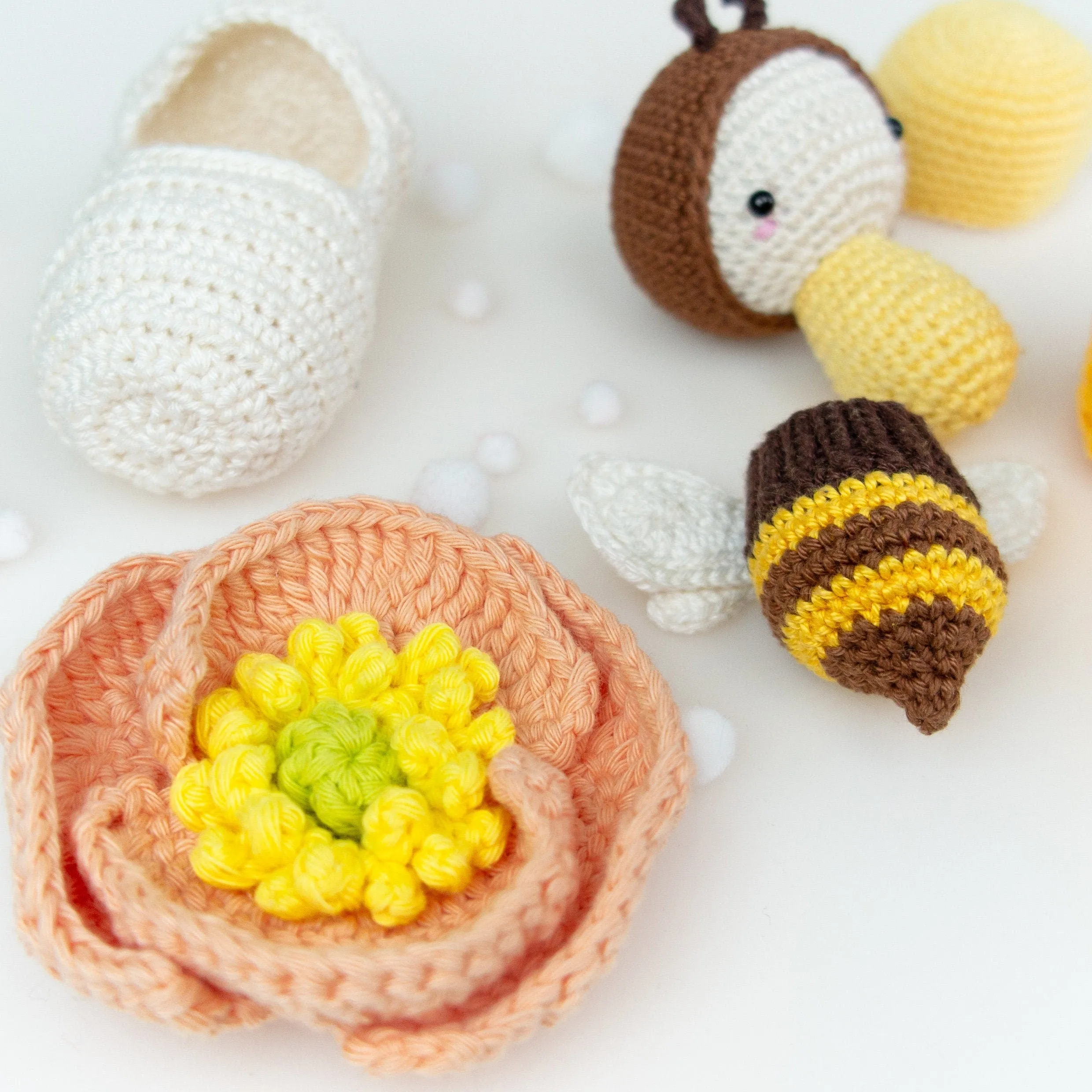 Amigurumi Crochet Kit . Bee Lifecycle Playset