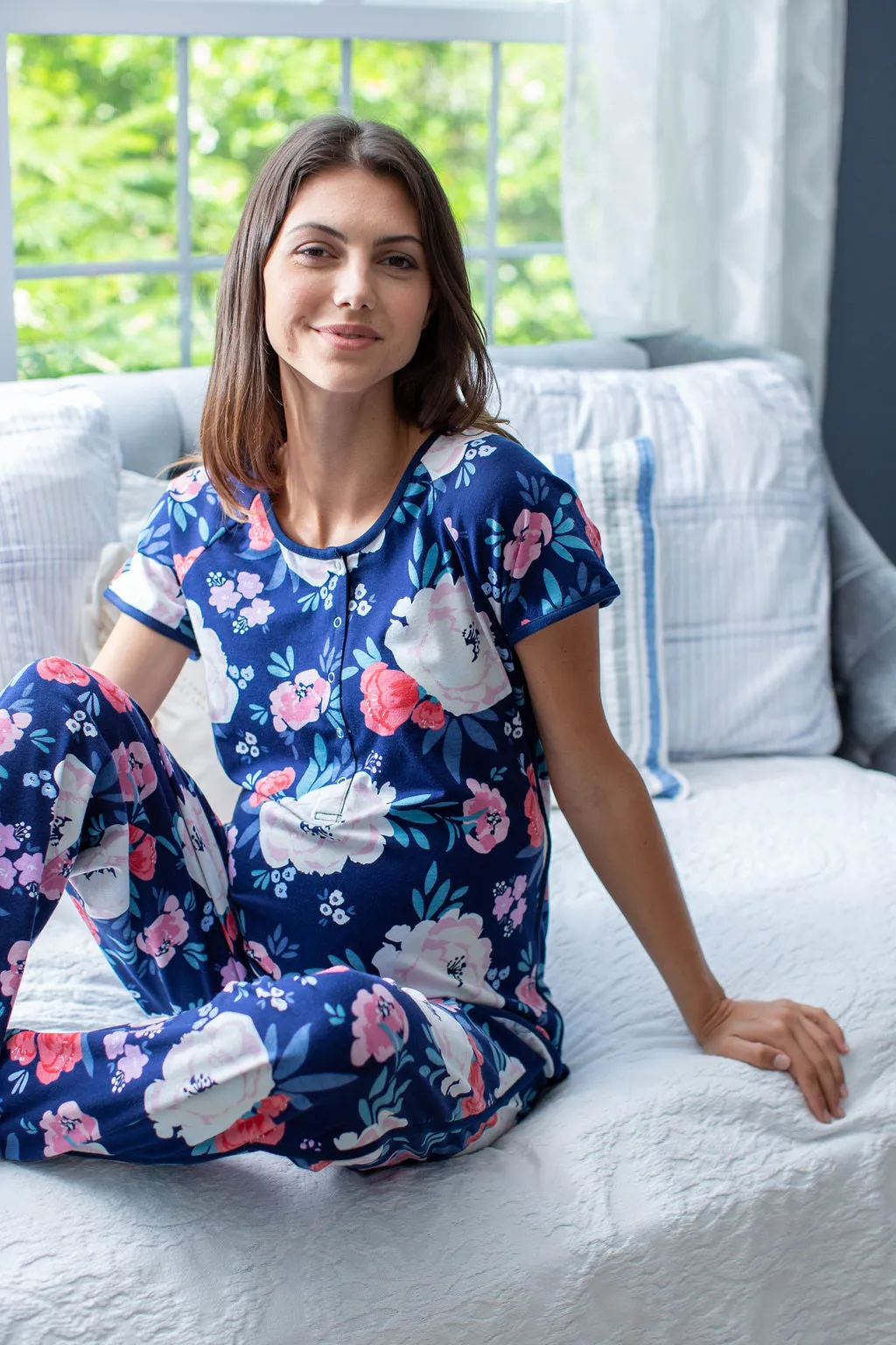 Annabelle Maternity Nursing Pajamas & Newborn Swaddle Blanket Set