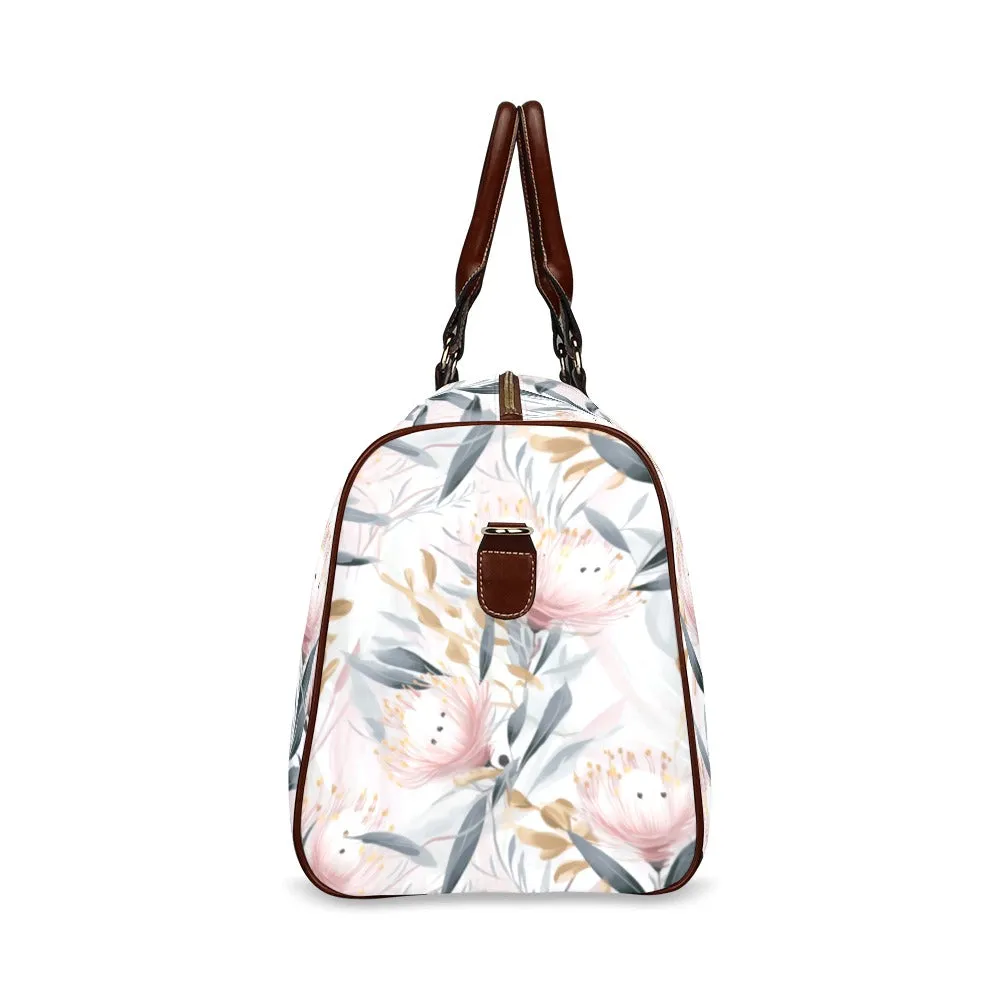 Australian Floral Pink & Grey Waterproof Travel Bag/Small (Model 1639)