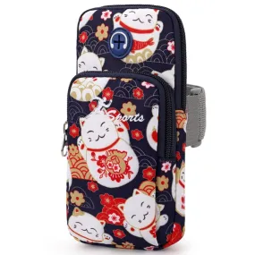 B095 Large Sports Mobile Phone Cartoon Arm Bag Wrist Fitness Bag(Cat)