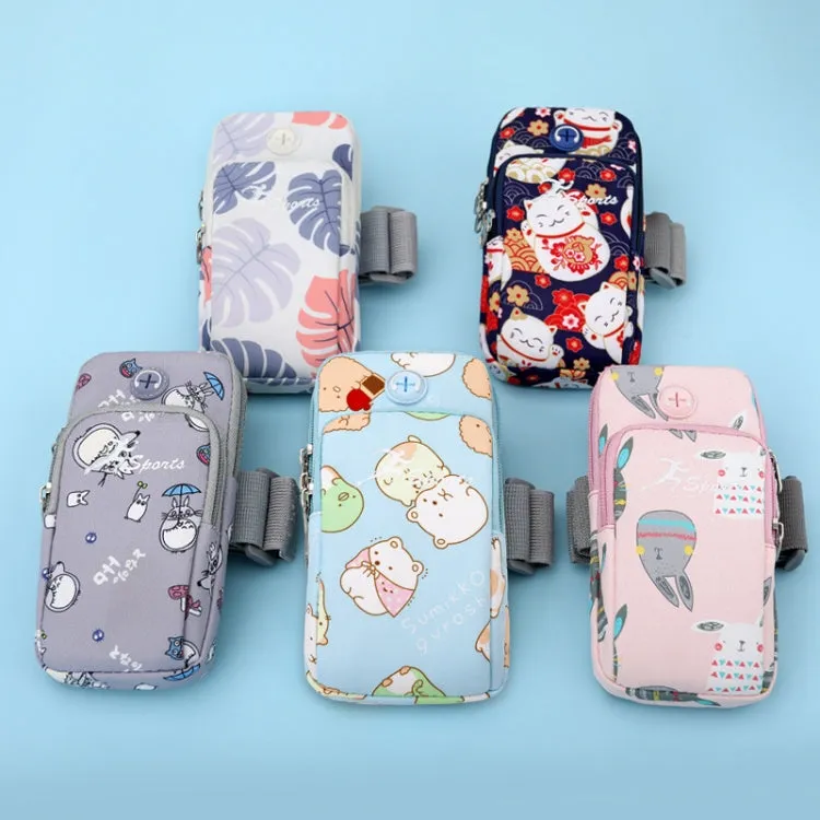 B095 Large Sports Mobile Phone Cartoon Arm Bag Wrist Fitness Bag(Cat)