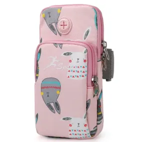 B095 Large Sports Mobile Phone Cartoon Arm Bag Wrist Fitness Bag(Rabbit)