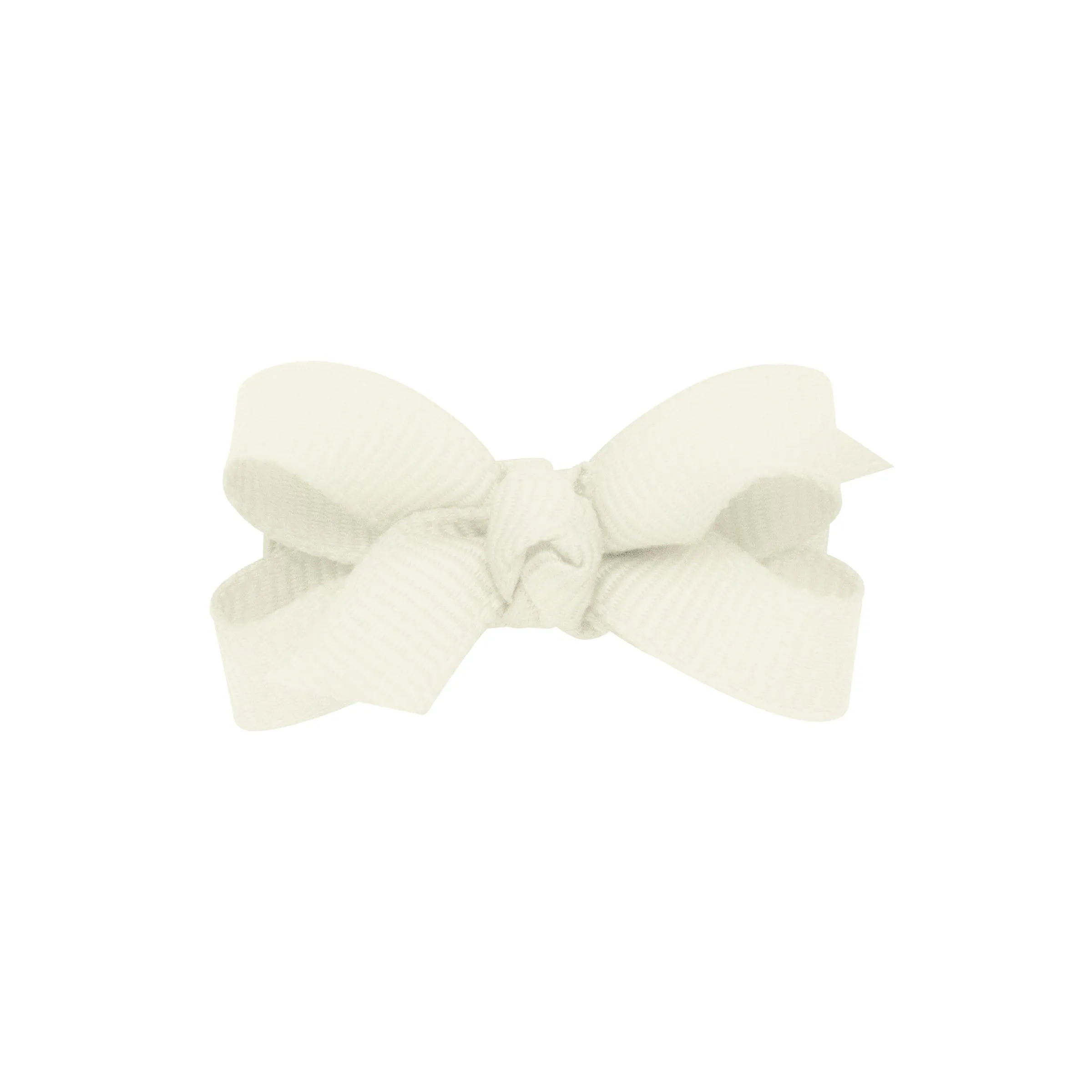 Baby Grosgrain Hair Bow with Center Knot - Antique White