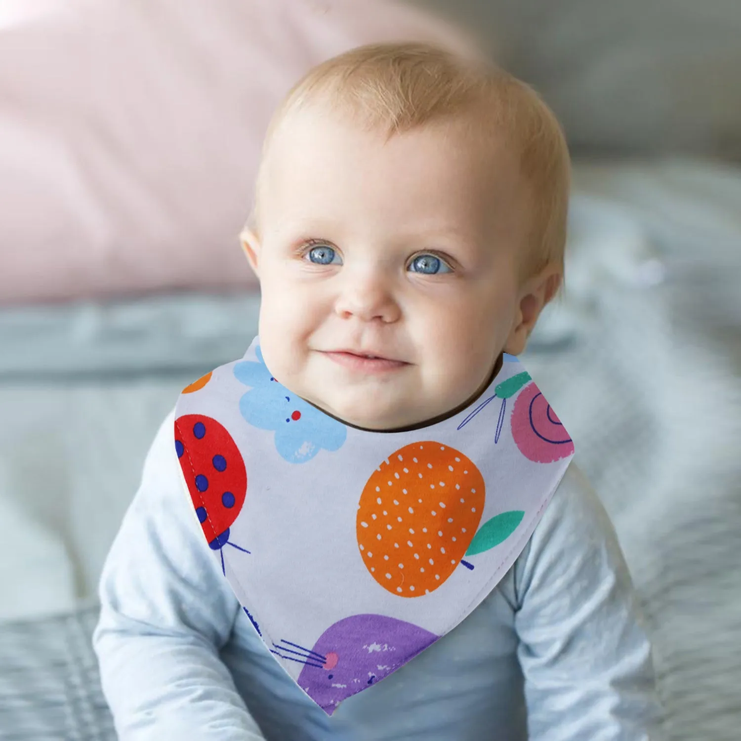 Baby Moo Just Like Mommy Daddy Cotton 3 Pack Bandana Bibs - Multicolour