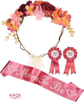 Baby Shower Decoration for Girl, Mommy To Be Flower Crown, Mom To Be Mommy to be Sash