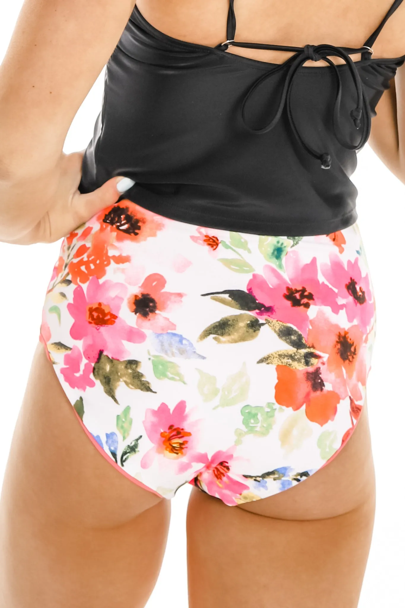 Bali Reversible Bottoms | Watermelon/Floral | Final Sale