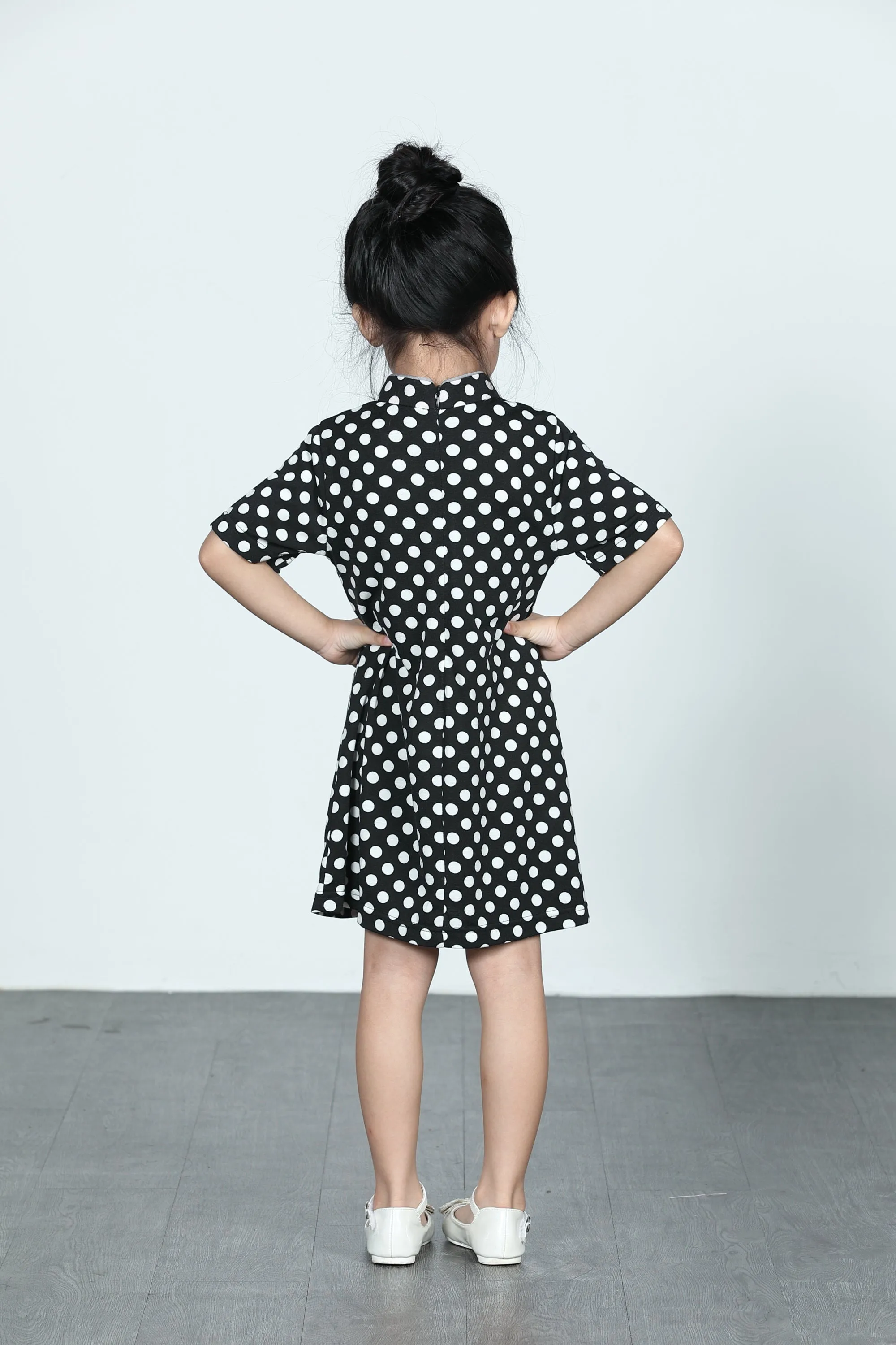 BAMBI Polka Dot Cheongsam (Black/ White)