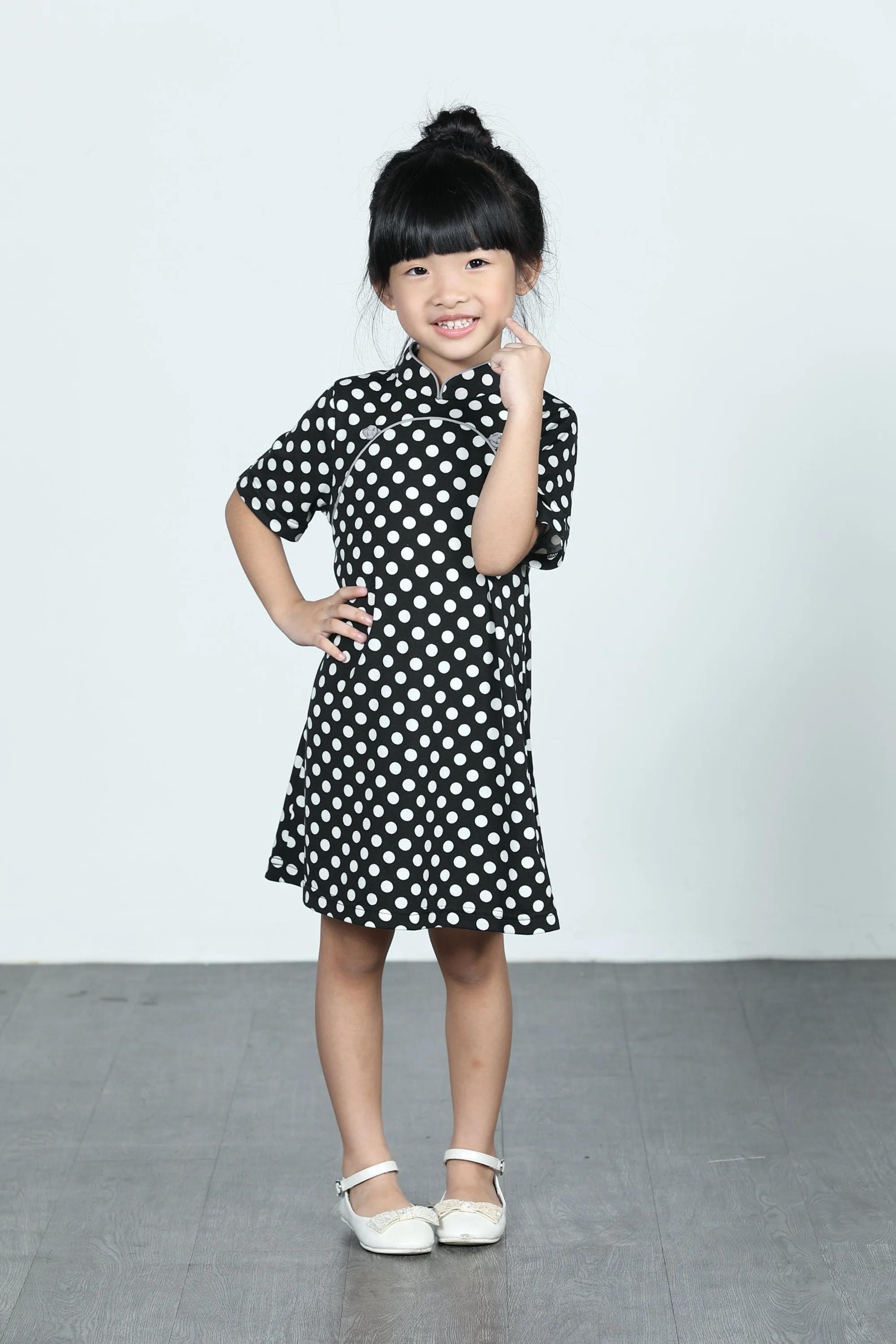 BAMBI Polka Dot Cheongsam (Black/ White)