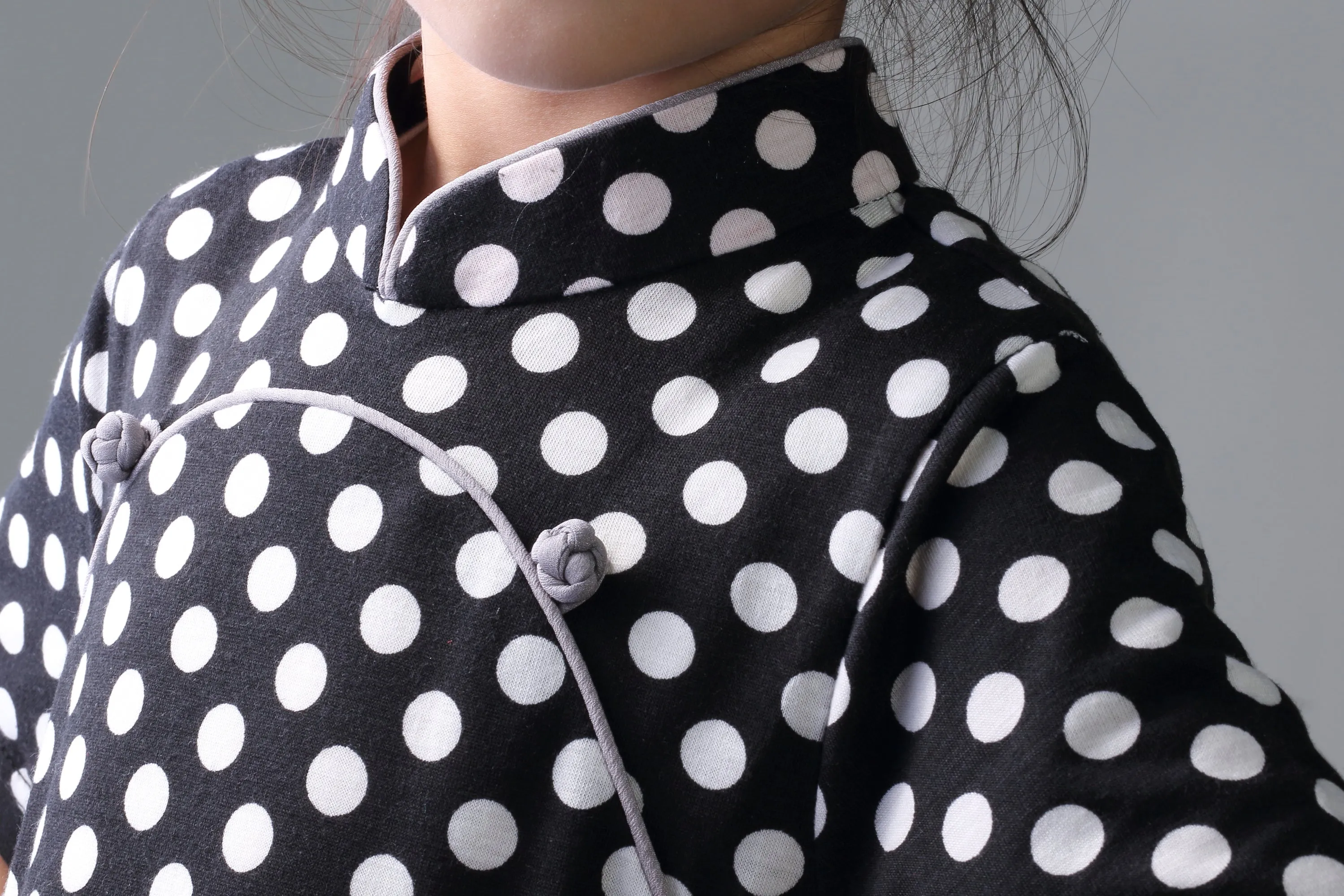 BAMBI Polka Dot Cheongsam (Black/ White)