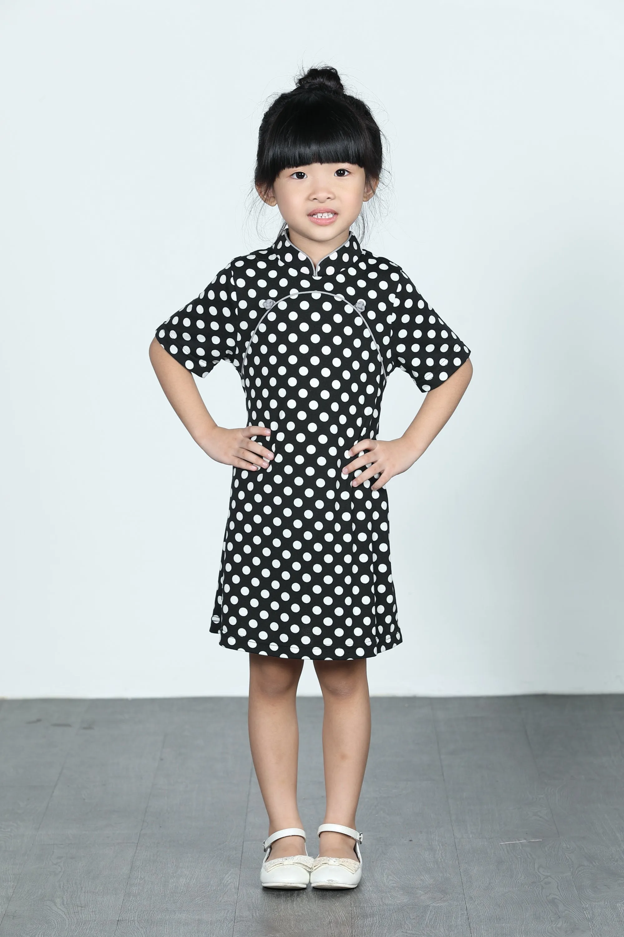 BAMBI Polka Dot Cheongsam (Black/ White)