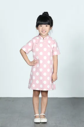 BAMBI Polka Dot Cotton Cheongsam (Pink/ White)