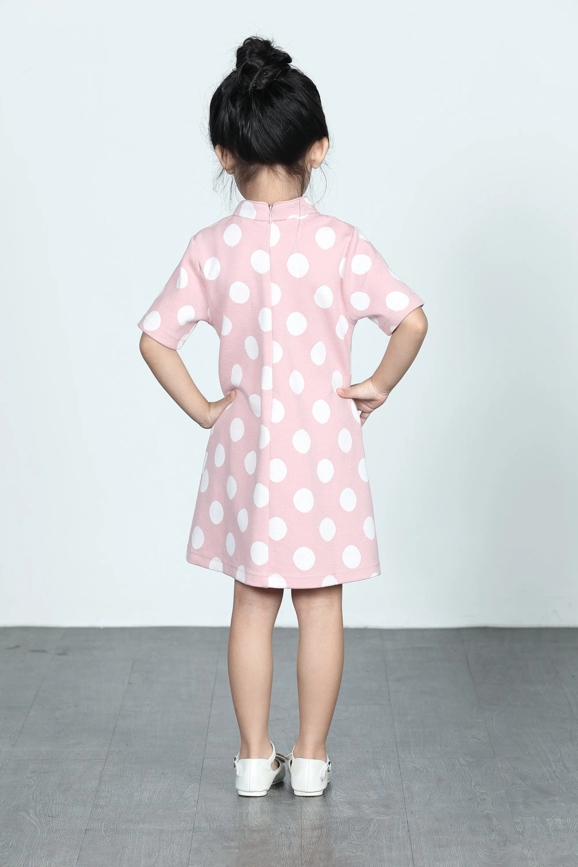 BAMBI Polka Dot Cotton Cheongsam (Pink/ White)