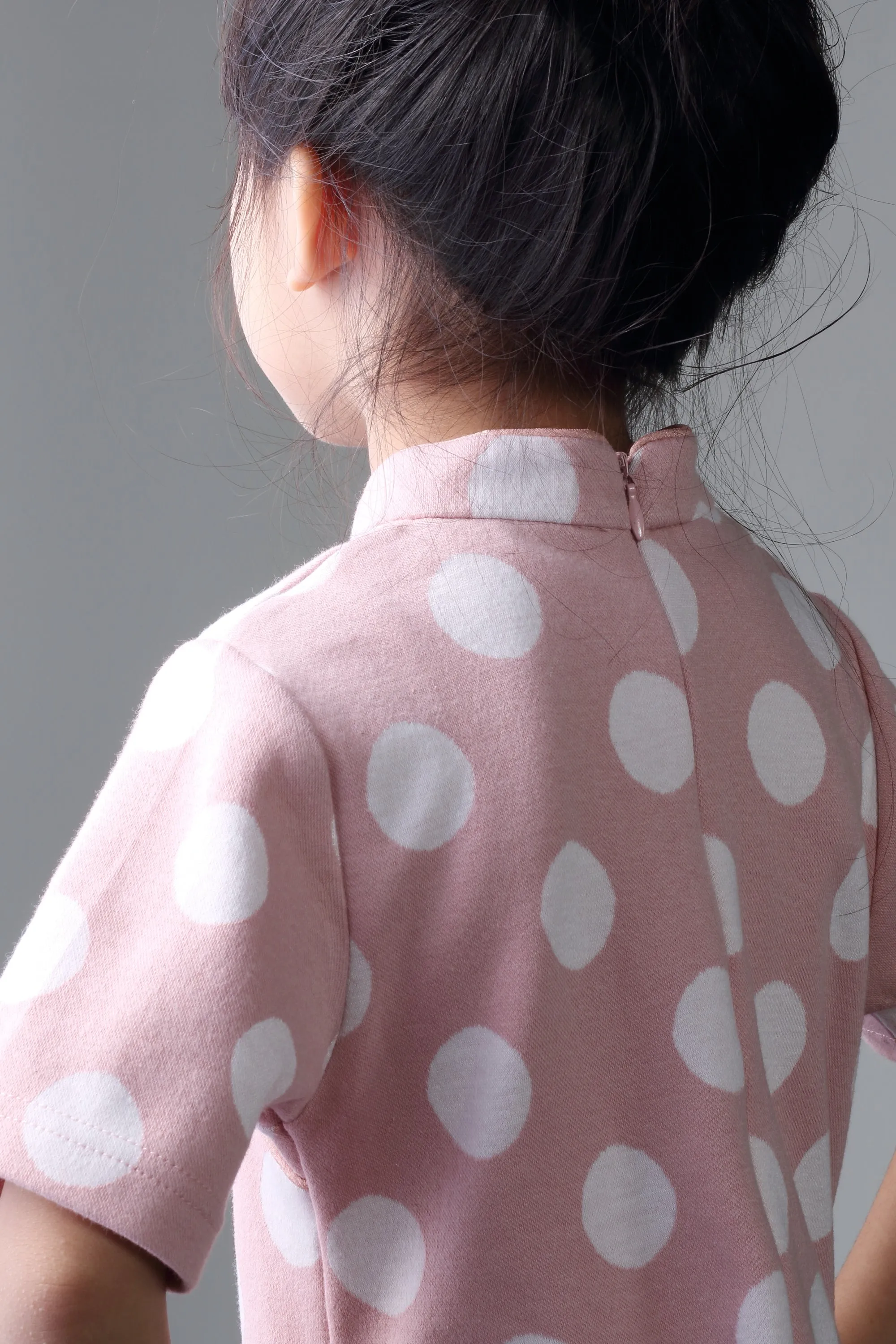 BAMBI Polka Dot Cotton Cheongsam (Pink/ White)