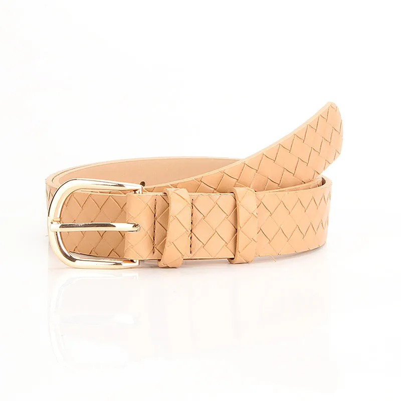 Belt Fashion Woven Pattern Pin Buckle Belt in Stock Wholesale All-Match Decorative Belt Jeans Strap