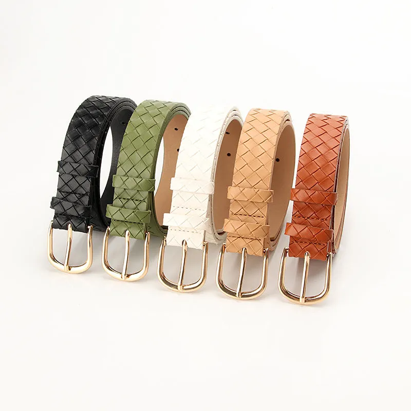 Belt Fashion Woven Pattern Pin Buckle Belt in Stock Wholesale All-Match Decorative Belt Jeans Strap