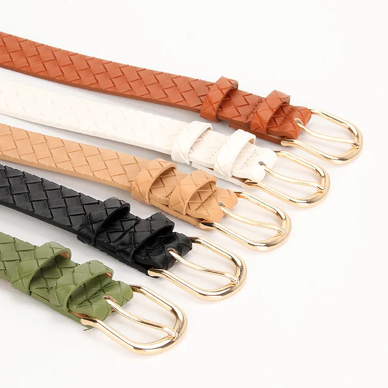 Belt Fashion Woven Pattern Pin Buckle Belt in Stock Wholesale All-Match Decorative Belt Jeans Strap