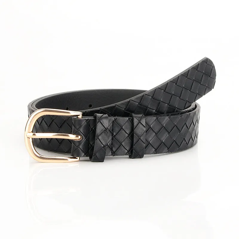 Belt Fashion Woven Pattern Pin Buckle Belt in Stock Wholesale All-Match Decorative Belt Jeans Strap