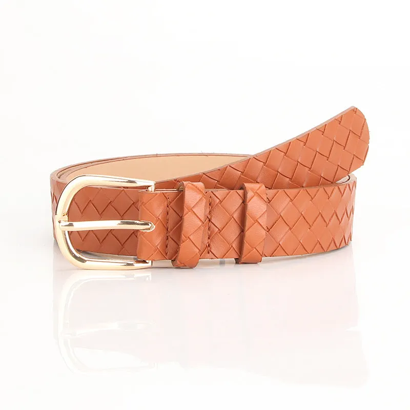 Belt Fashion Woven Pattern Pin Buckle Belt in Stock Wholesale All-Match Decorative Belt Jeans Strap