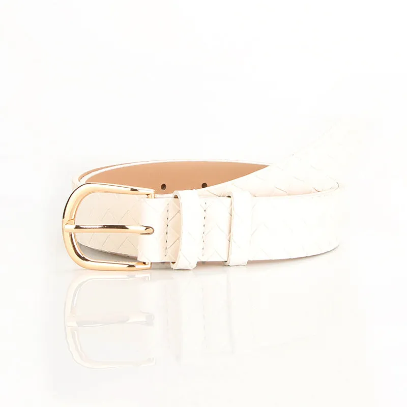 Belt Fashion Woven Pattern Pin Buckle Belt in Stock Wholesale All-Match Decorative Belt Jeans Strap