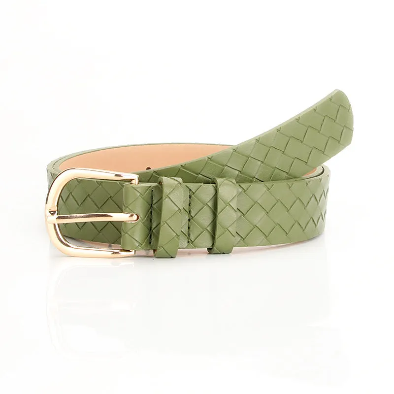 Belt Fashion Woven Pattern Pin Buckle Belt in Stock Wholesale All-Match Decorative Belt Jeans Strap