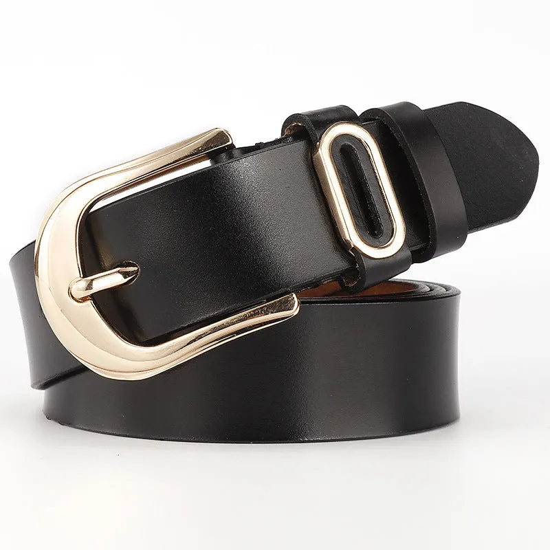 Belt Korean Style All-Match Pure  Pin Buckle Belt Women's Wide Decoration Leather Belt