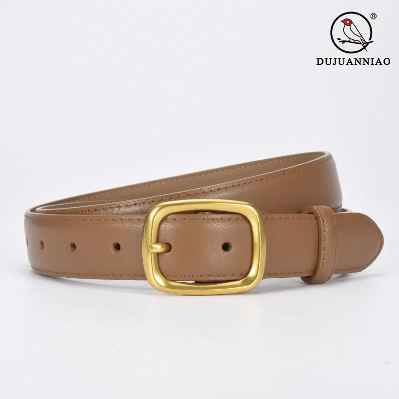 Belt Loop Casual All-Match Retro Leather Belt Women's Japanese Buckle Jeans Strap