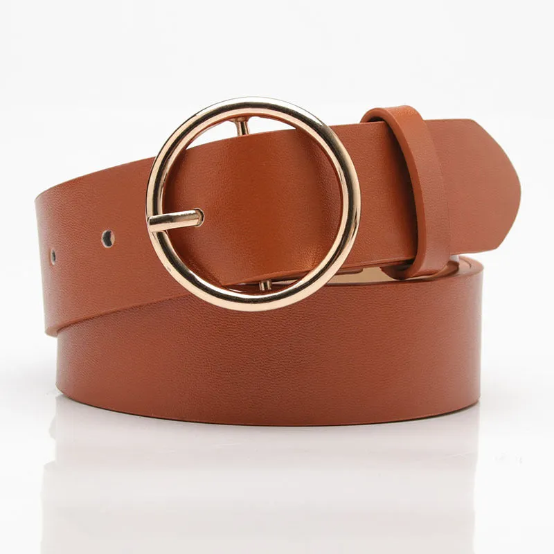 Belt round Buckle Casual Simple All-Match Women's Jeans Accessories Belt