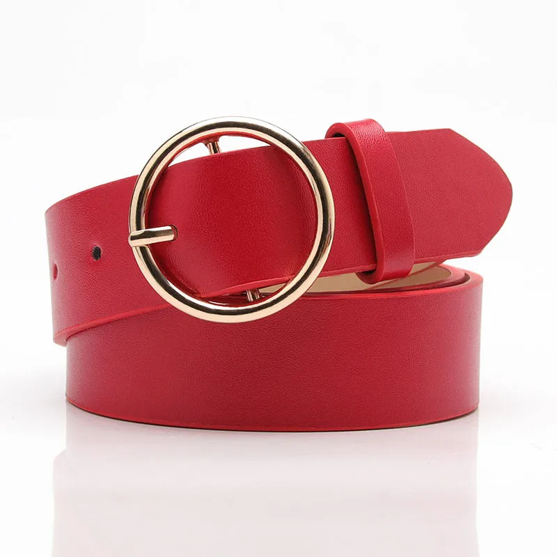 Belt round Buckle Casual Simple All-Match Women's Jeans Accessories Belt