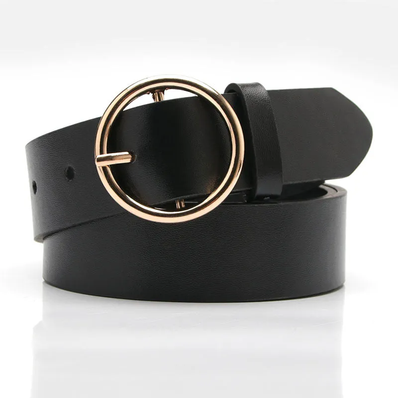 Belt round Buckle Casual Simple All-Match Women's Jeans Accessories Belt