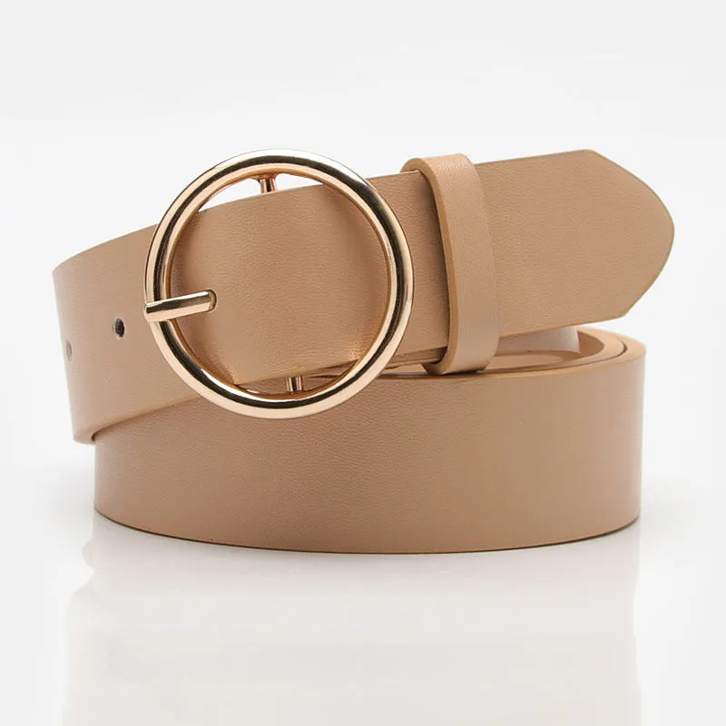 Belt round Buckle Casual Simple All-Match Women's Jeans Accessories Belt