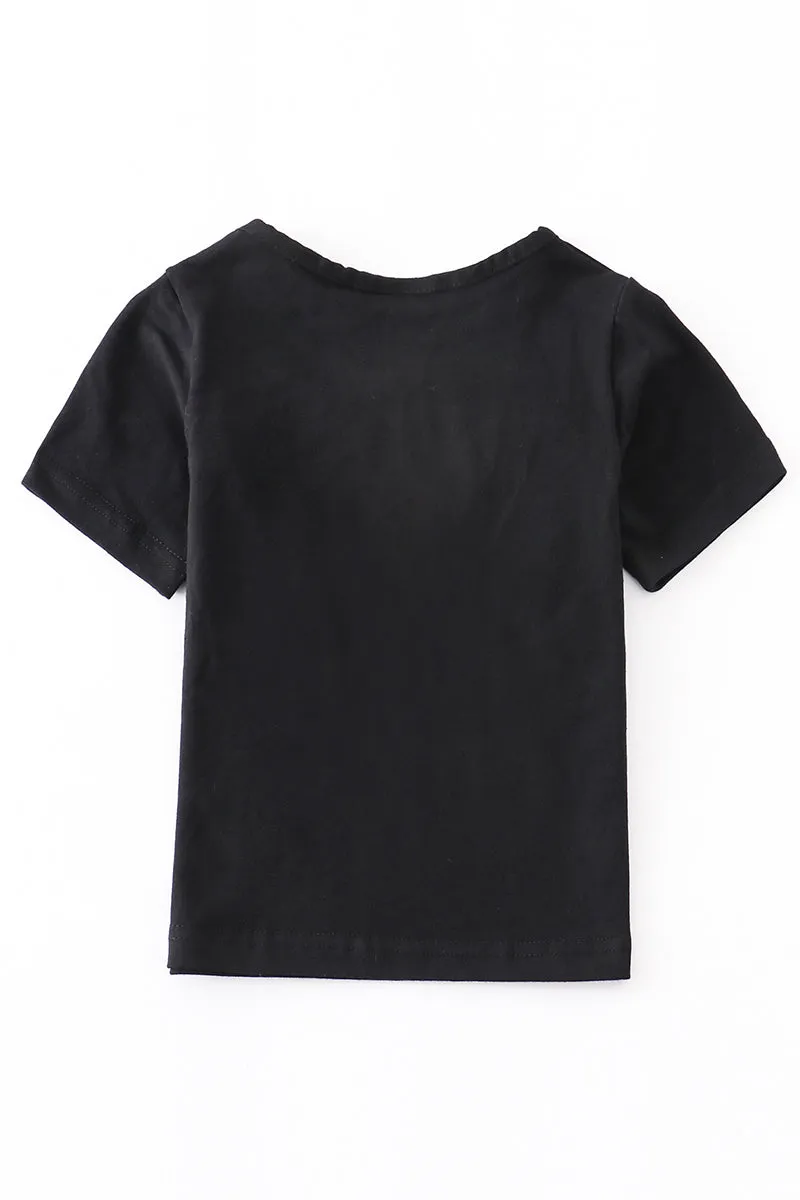 Black cow print mommy & me top