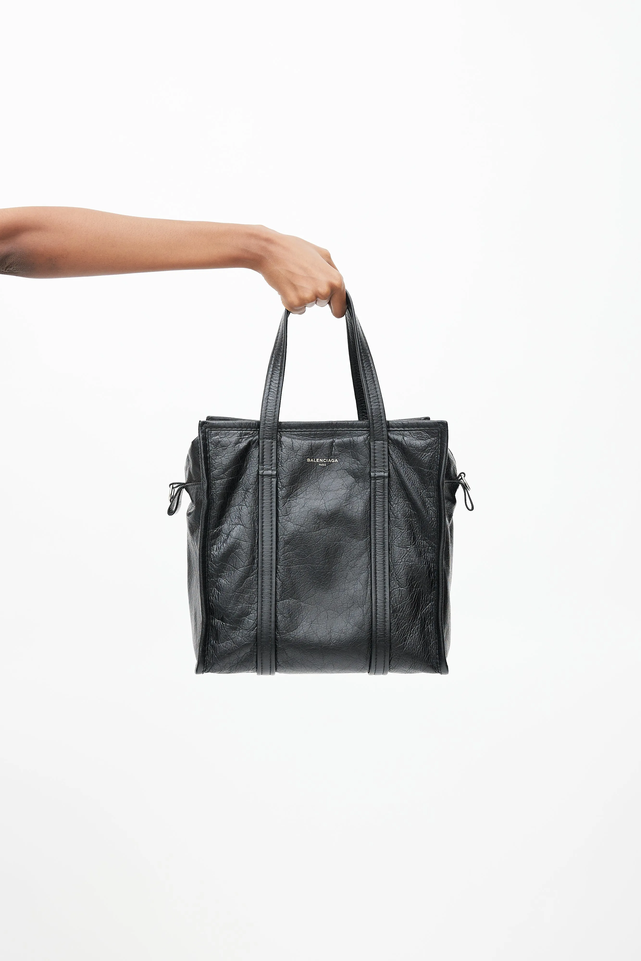 Black Crinkled Leather Mini Bazaar Crossbody Bag